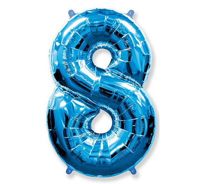 Folijas balons – cipars "8", 86 cm, zila krāsa