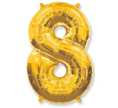 Folijas balons – cipars "8", 86 cm, zelta krāsa