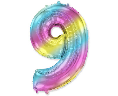 Folijas balons – cipars "9", 86 cm, krāsains
