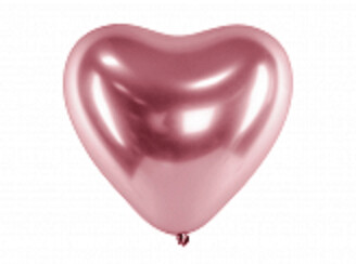 Hromēts lateksa balons sirds formā, 30 cm, rozā krāsa - 1 gab.