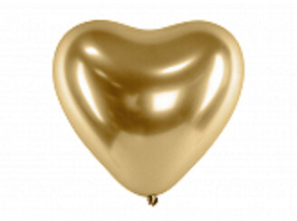 Hromēts lateksa balons sirds formā, 30 cm, zelta krāsa - 1 gab.