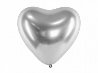 Hromēts lateksa balons sirds formā, 30 cm, sudraba krāsa - 1 gab.