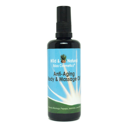 WELL-AGING BODY & MASSAGE OIL with a wonderful scent of JASMINE PAPAYA + MORINGA +ALMOND+ LAVENDER 100ml Violet Glass