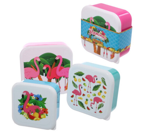 Flamingo lunchbox set van 3