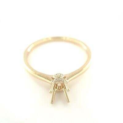 14k Yellow Gold Ring with Accent Diamond Halo