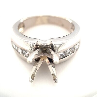 14k White Gold Ring with Channel-Set Princess Cut Diamonds