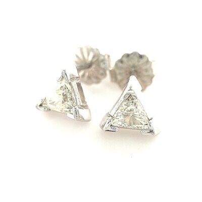 14k White Gold Trillion Cut Diamond Stud Earrings