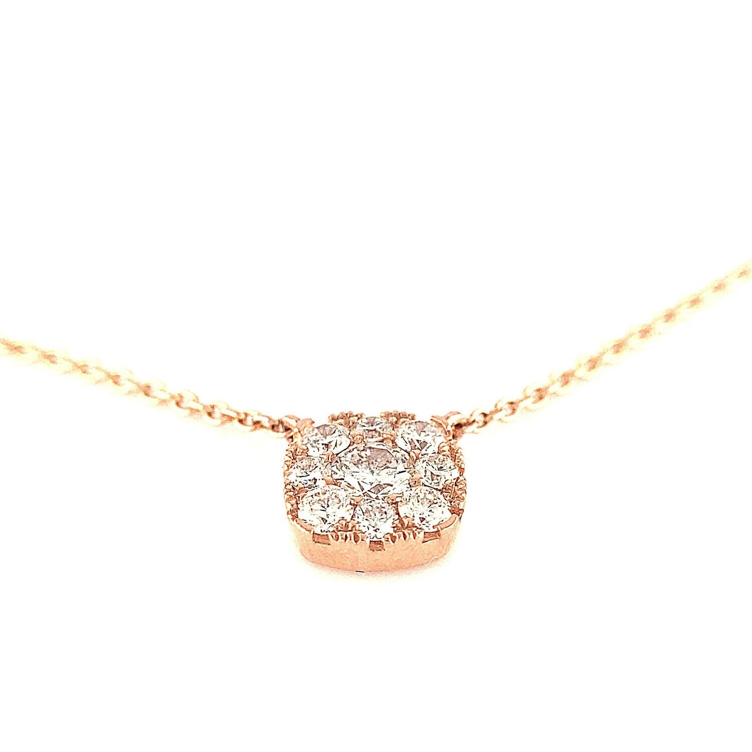 14k Rose Gold Diamond Cluster Necklace