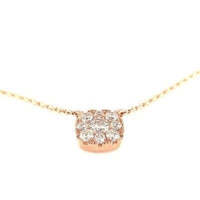 14k Rose Gold Diamond Cluster Necklace