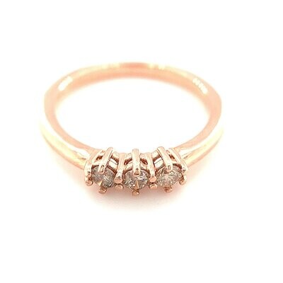 14k Rose Gold 3-Stone Diamond Ring