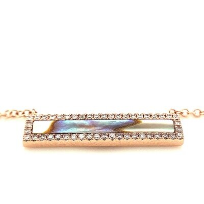 Abalone Bar Necklace with Diamond Halo