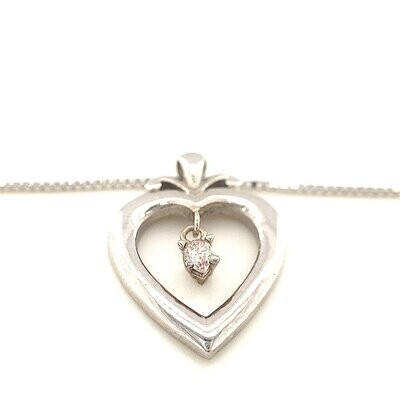 14kt White Gold Pink Diamond Heart Necklace