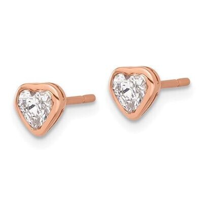 Sterling Silver Rose Tone Heart Studs