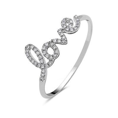 14 Karat White Gold Diamond Love Ring
