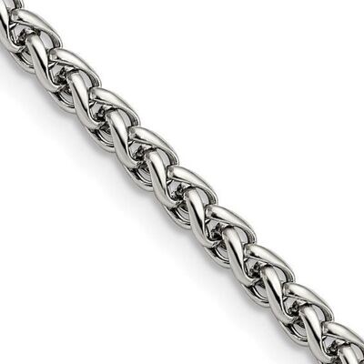 Stainless Steel Polished 4mm 18 inch Wheat Chain