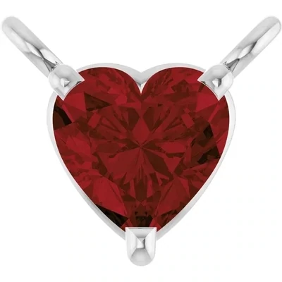 Sterling Silver Garnet Heart Solitaire Necklace