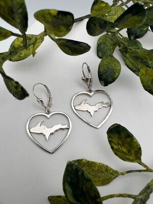 Sterling Silver Heart U.P. Dangle Earrings