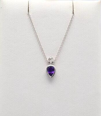 14kt White Gold Necklace With Amethyst Pendant