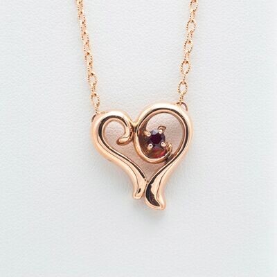14kt Rose Gold Ruby Heart Necklace