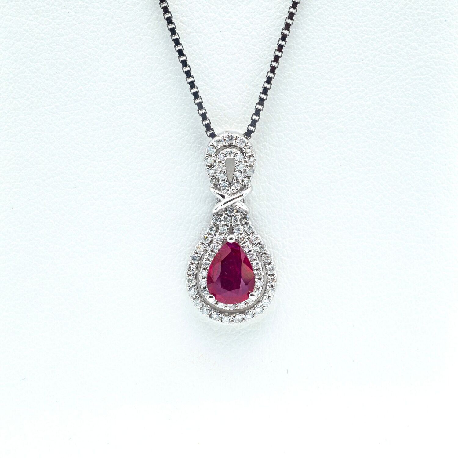 14kt White Gold Diamond and Ruby Necklace