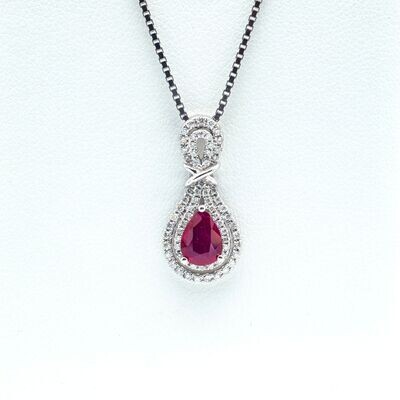 14kt White Gold Diamond and Ruby Necklace
