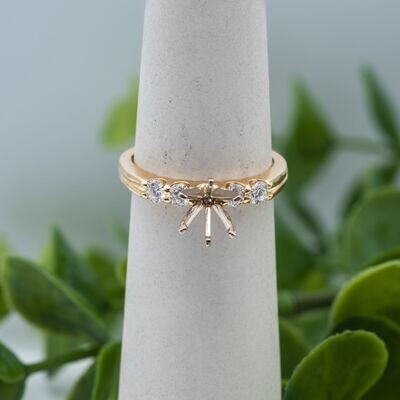 14k Yellow Gold 4-Stone Engagement Ring Setting