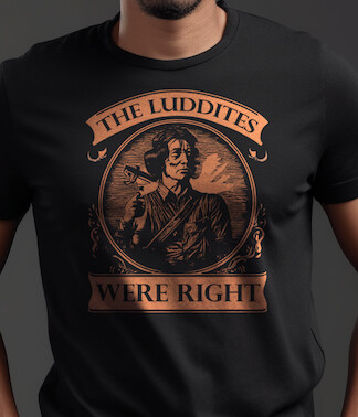 The Luddites Were Right t-shirt-- SM or XL