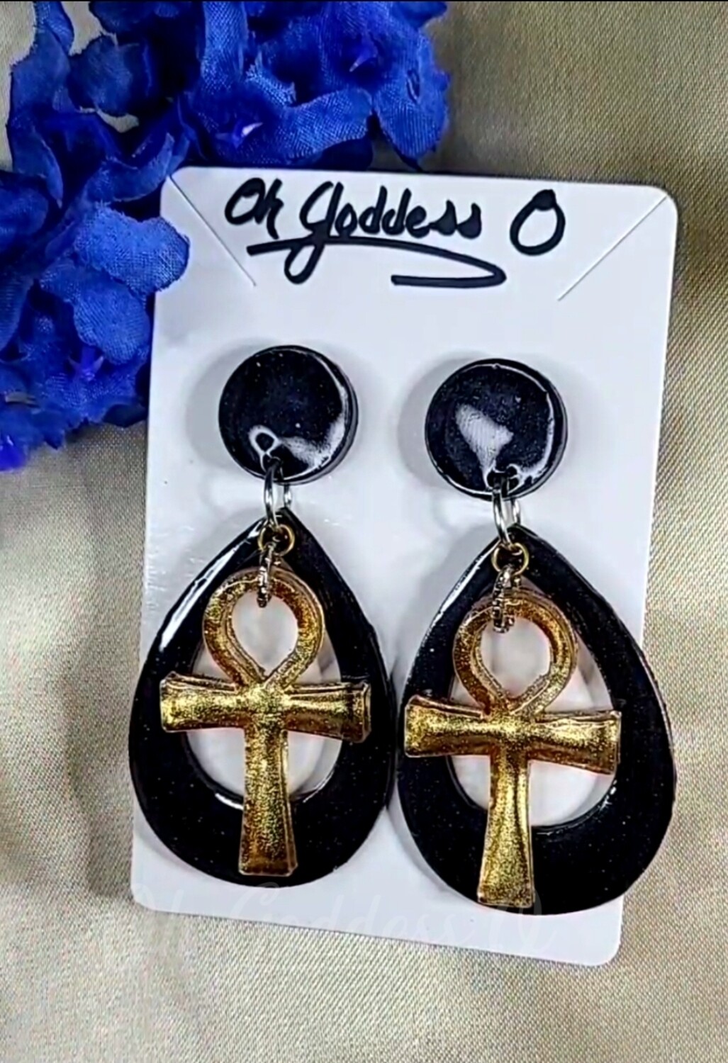 Golden Ankh in Black
