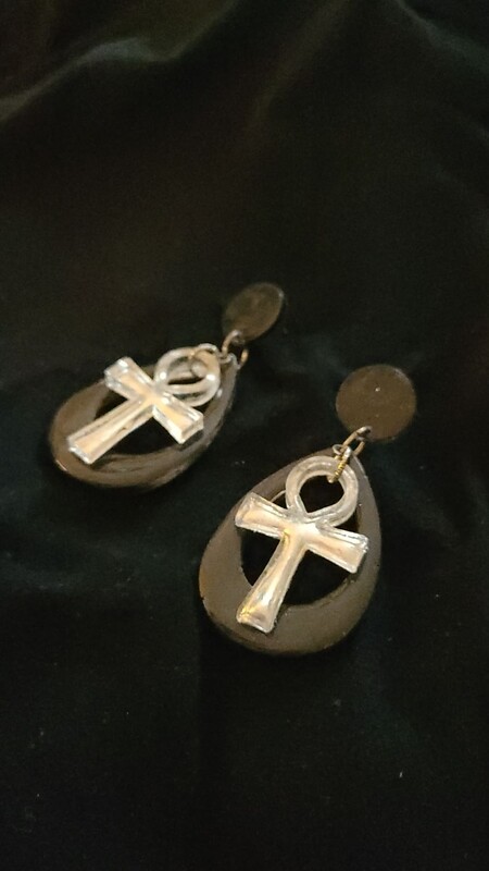 Silver Ankh in Black