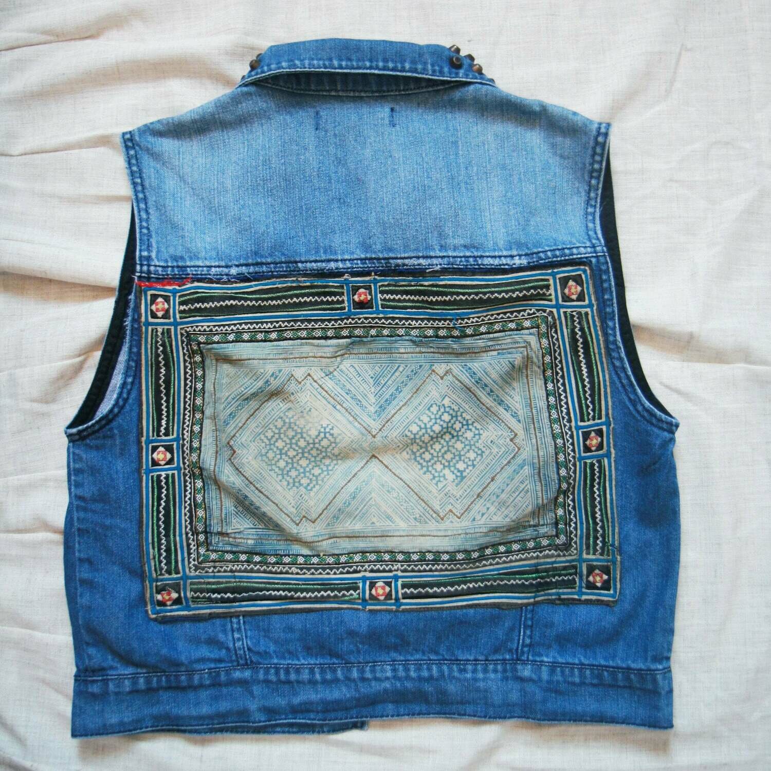 Festival Embellished Metal Nails Denim Vest