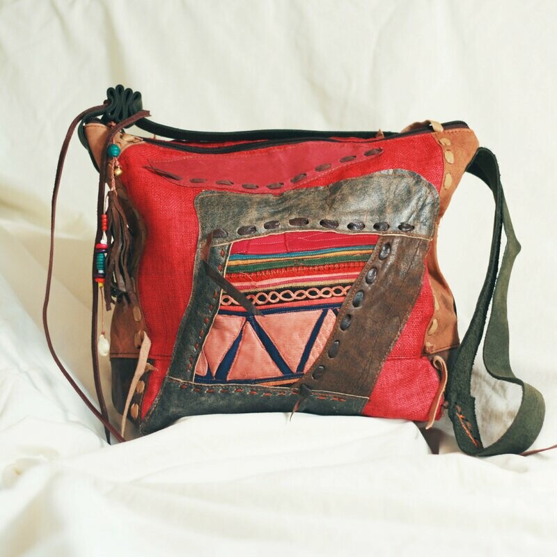 Ethnic Hemp & Leather Bag Tribal Mountain Ethnic Hemp & Leather Bag Tribal Mountain