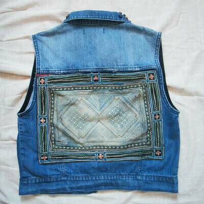 Festival Embellished Metal Nails Denim Vest