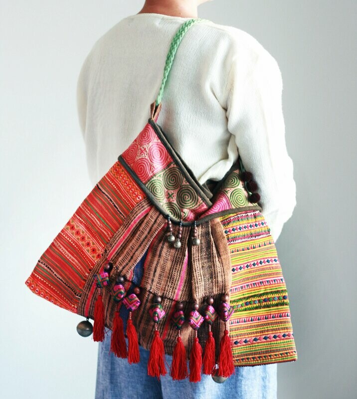 Exotic Hmong Shoulder Bag with Tassles Exotic Hmong Shoulder Bag with Tassles