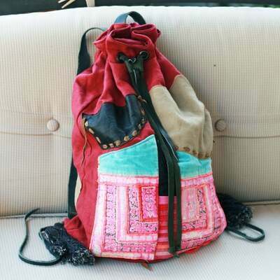Tribal Flower Cloth Backpack