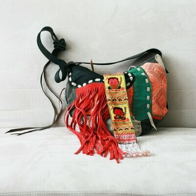 Fringe Tribal Hobo Bag with Tassels Animal Print Fringe Tribal Hobo Bag with Tassels Animal Print