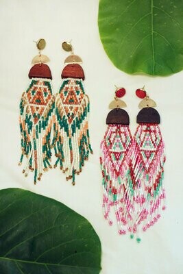 Tribal Geometry Beaded tassel Earrings