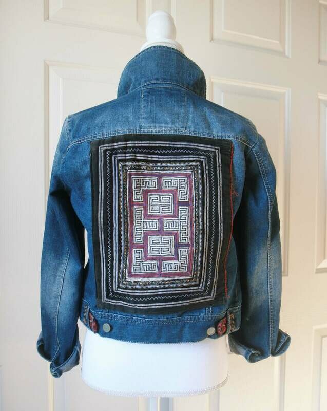 Festival Embellished Denim Jacket | Paj Ntaub Festival Embellished Denim Jacket | Paj Ntaub