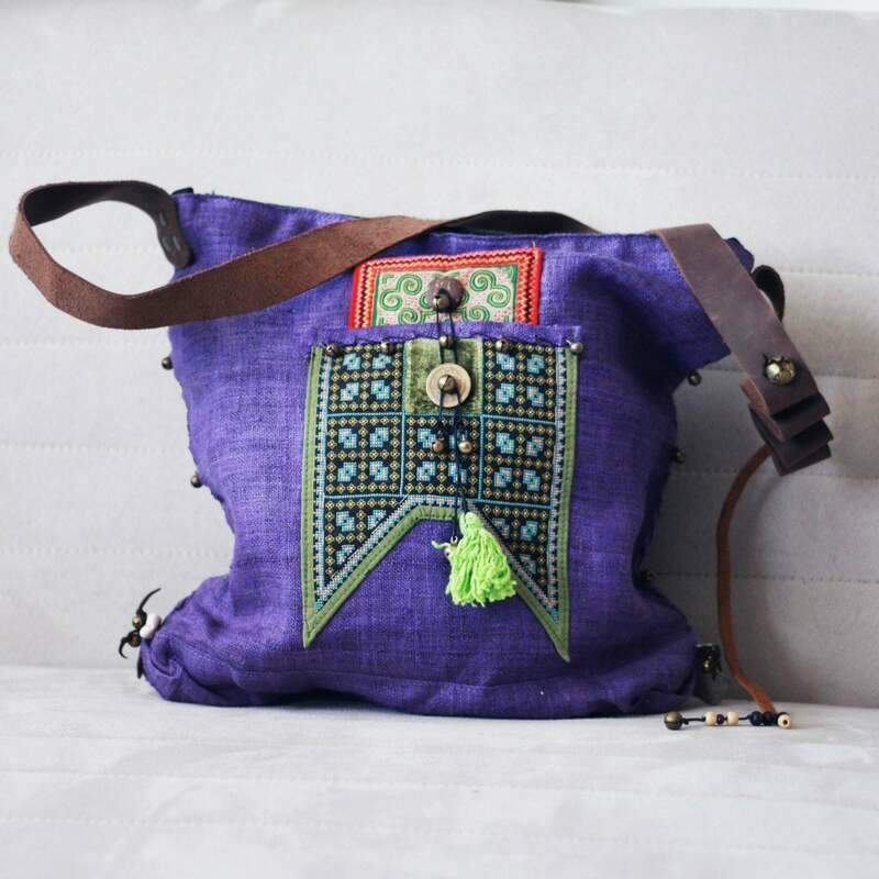 Tribal Hemp Leather Bag