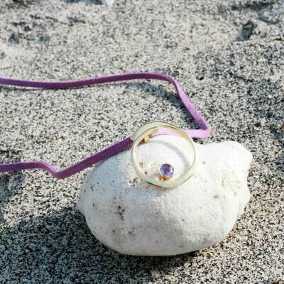 Minimal Amethyst 18K Pendant  Necklace