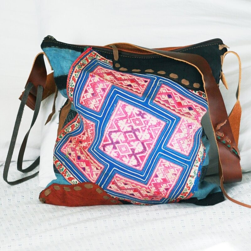 Ethnic Leather Bag Geometric