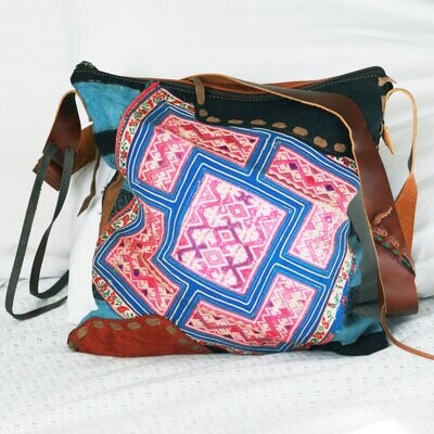 Ethnic Leather Bag Geometric