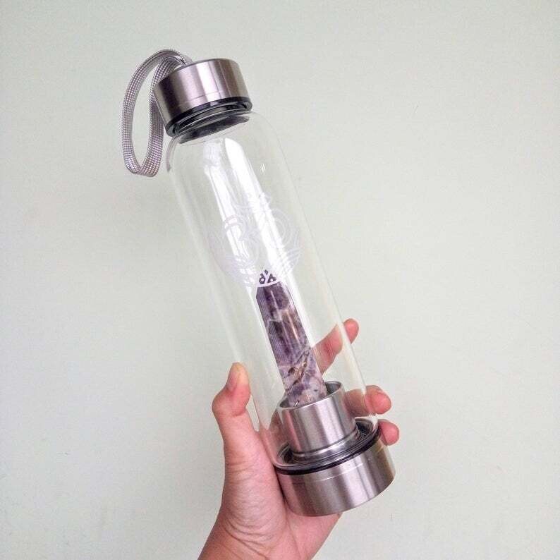 Crystal Point Water Bottle with Om Symbol Crystal Point Water Bottle with Om Symbol