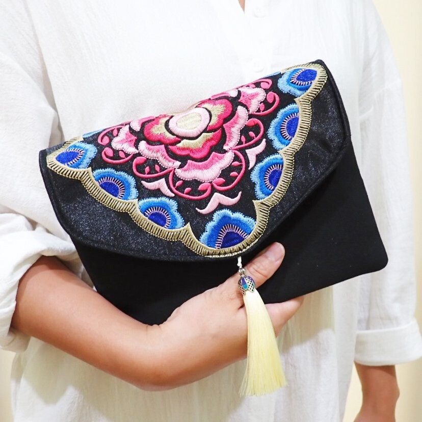 Tribal Clutch Bag with Tassel