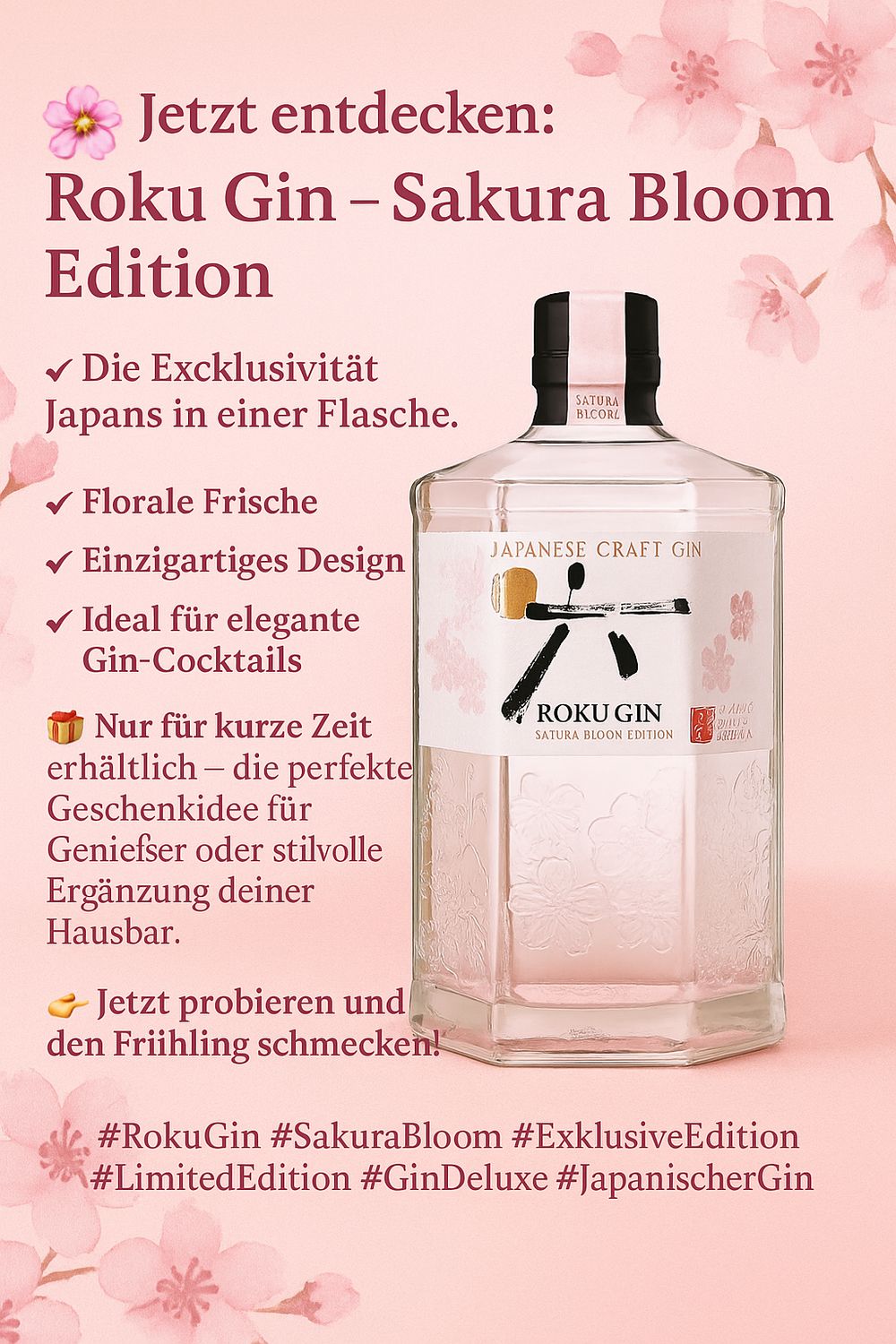 ROKU GIN Sakura Bloom Edition Limited 0,7l - 43% Vol. Alc