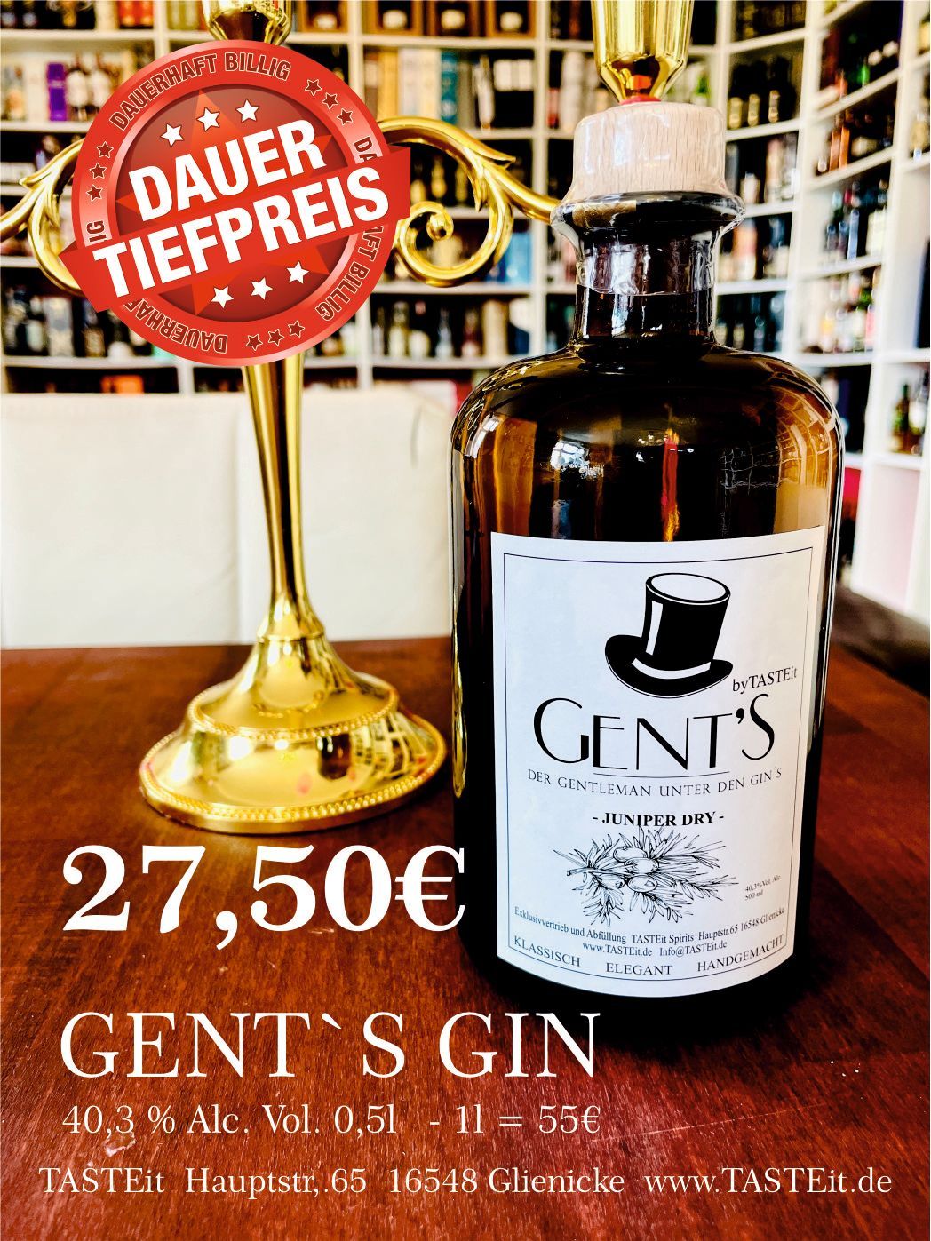 GENT`S Juniper  Dry 0,5l - by TASTEit
