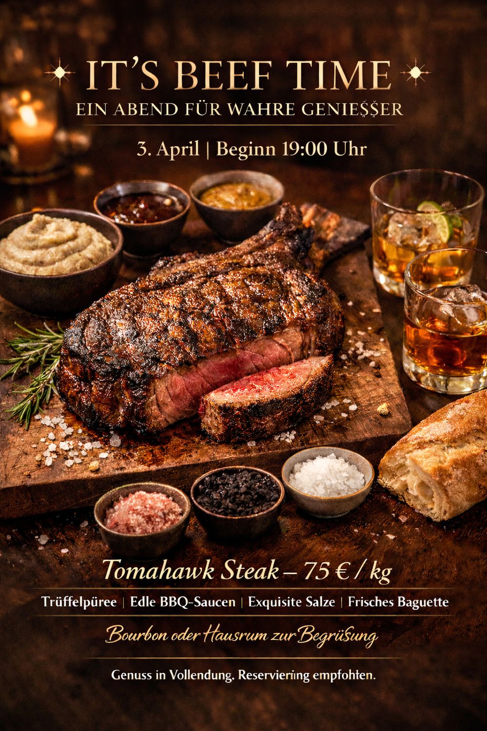3.4.2026 - Ticket für "It`s BEEF Time" -  Tomahawk Steak