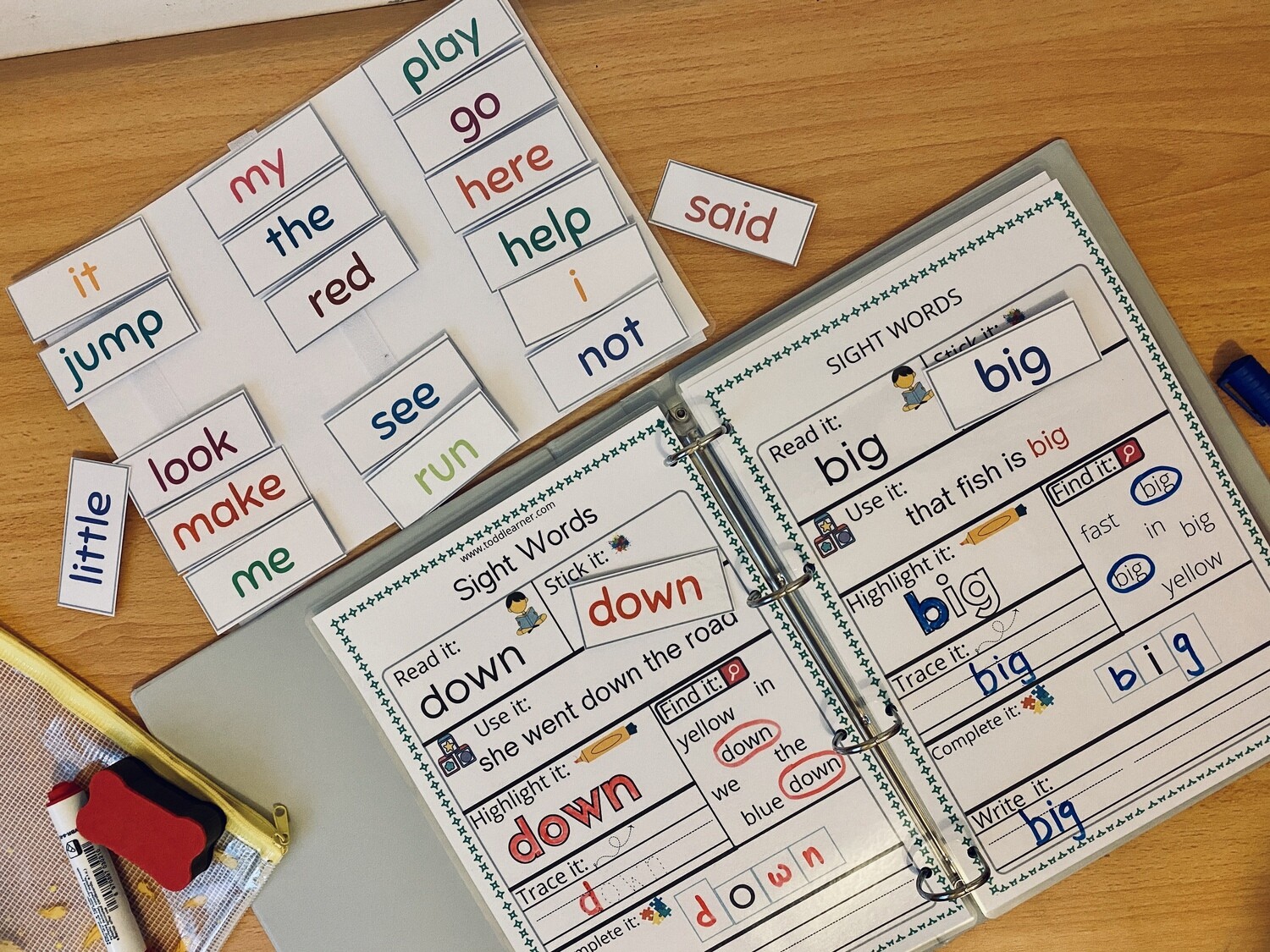 Reusable Sight Words Busy Binder for 4-6 Year kids.