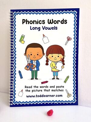 Phonics Cut and Paste Workbook for Kids (Learning Long Vowels).