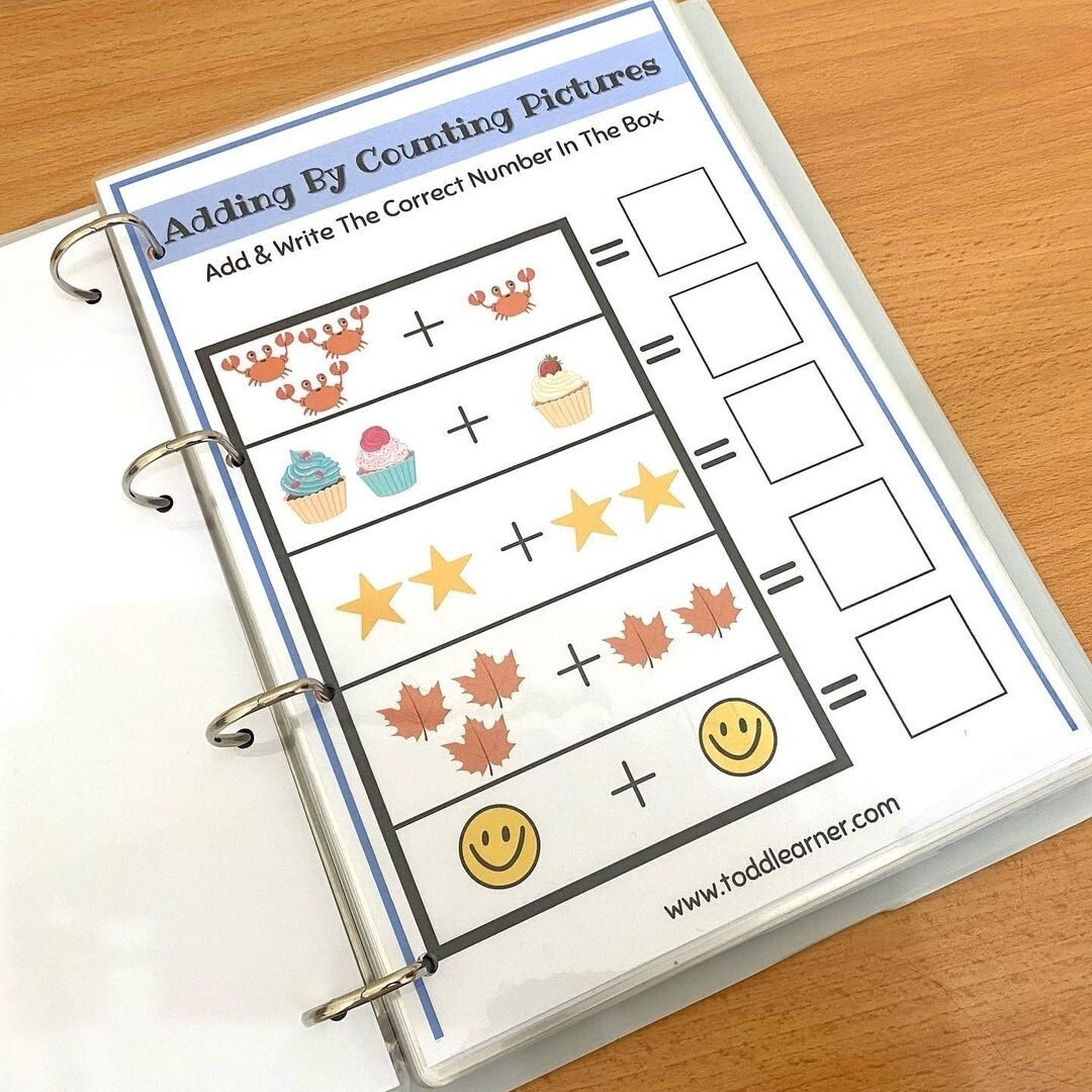 Reusable Math Addition Practice Binder for Kids