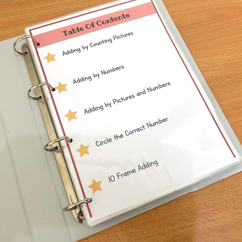 Reusable Math Addition Practice Binder for Kids